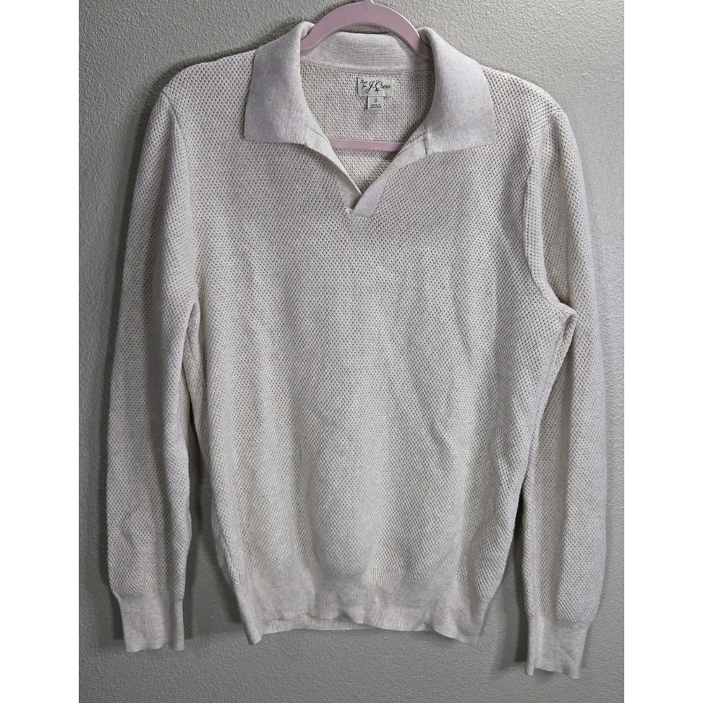 J.Crew 100% Cotton Waffle‎ Knit Collared Sweater Cream Size Small